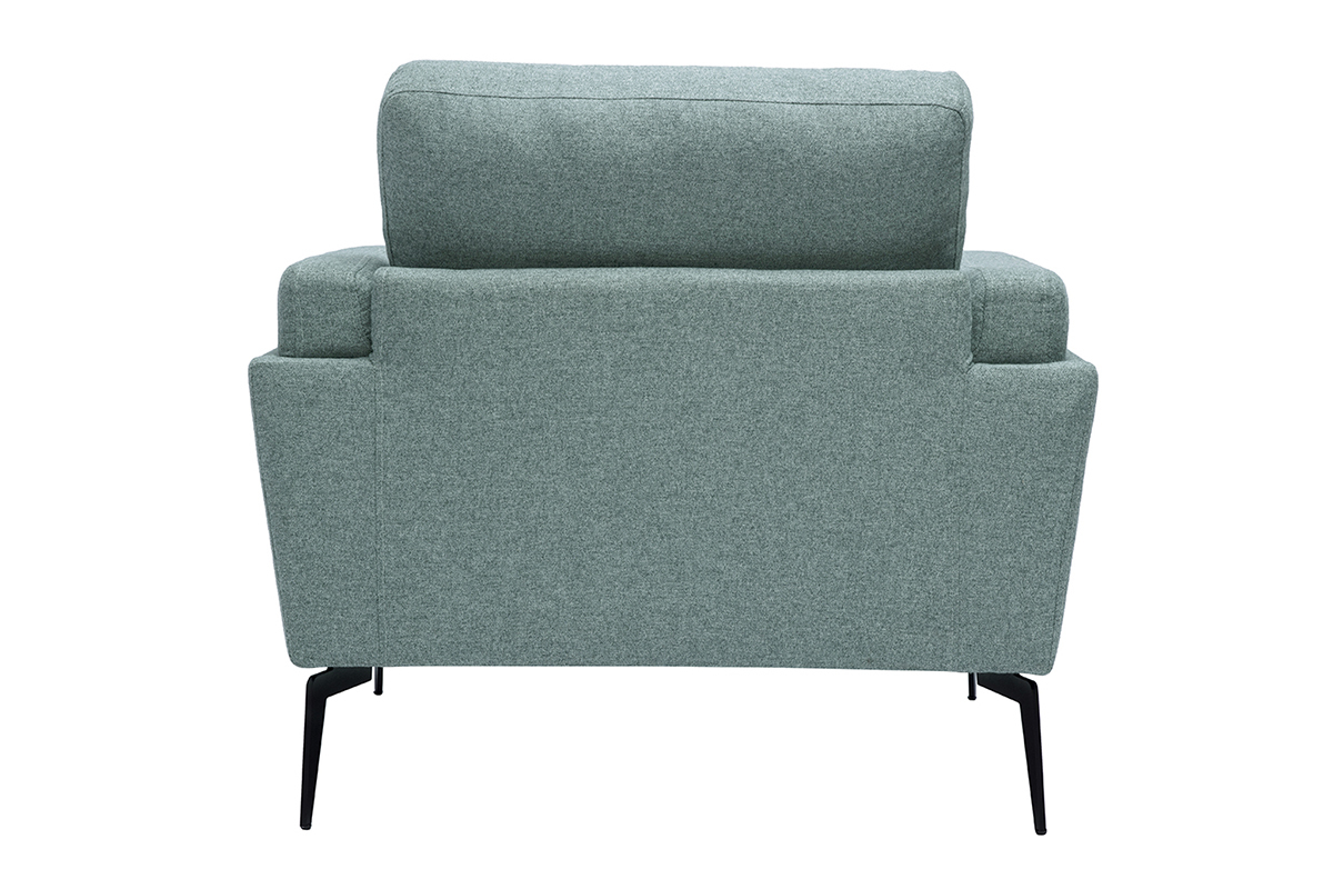 Fauteuil design en tissu vert de gris et mtal noir MOSCO