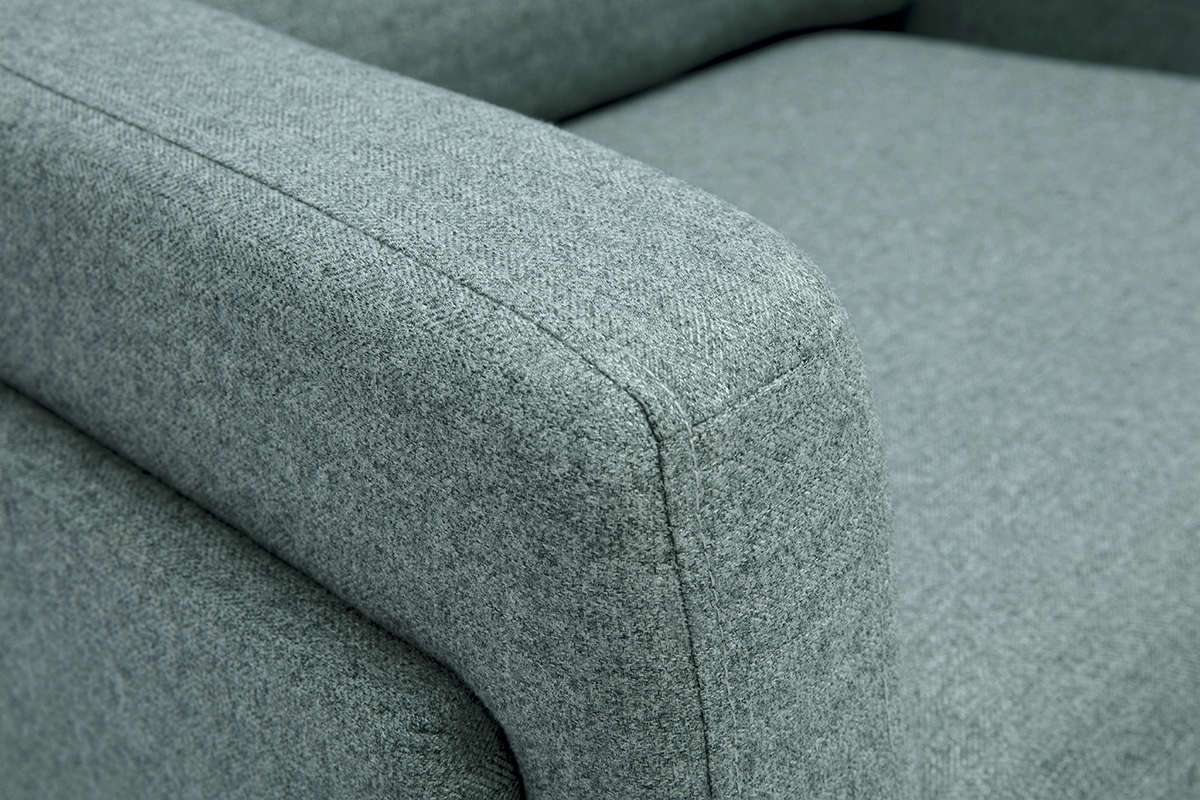 Fauteuil design en tissu vert de gris et mtal noir MOSCO