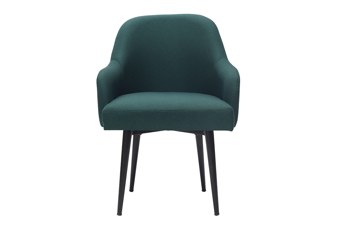 Fauteuil design en tissu vert fonc� et pieds m�tal noir AMON