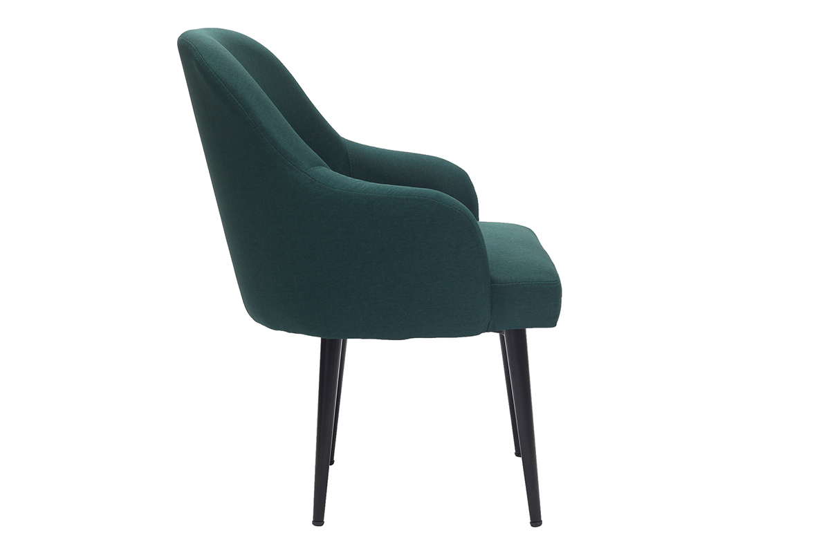 Fauteuil design en tissu vert fonc� et pieds m�tal noir AMON