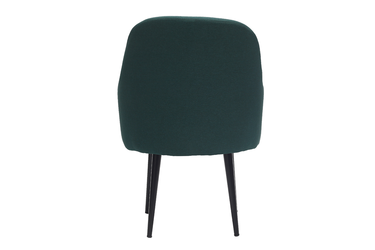 Fauteuil design en tissu vert fonc� et pieds m�tal noir AMON