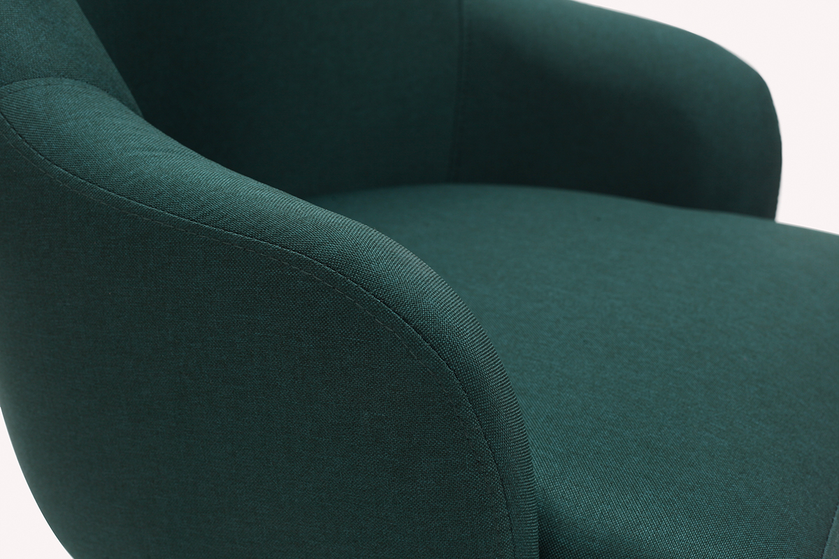 Fauteuil design en tissu vert fonc� et pieds m�tal noir AMON