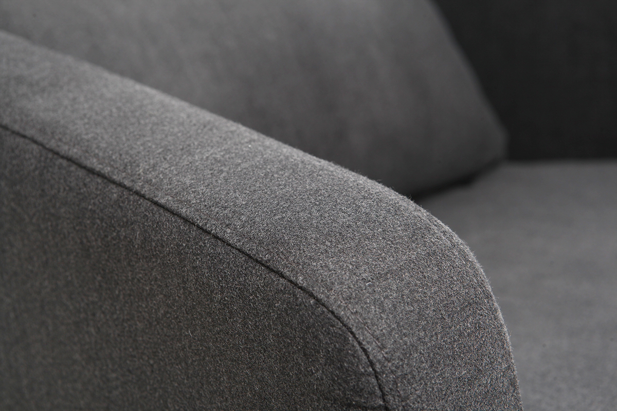 Fauteuil design gris anthracite pieds bois KYOTO