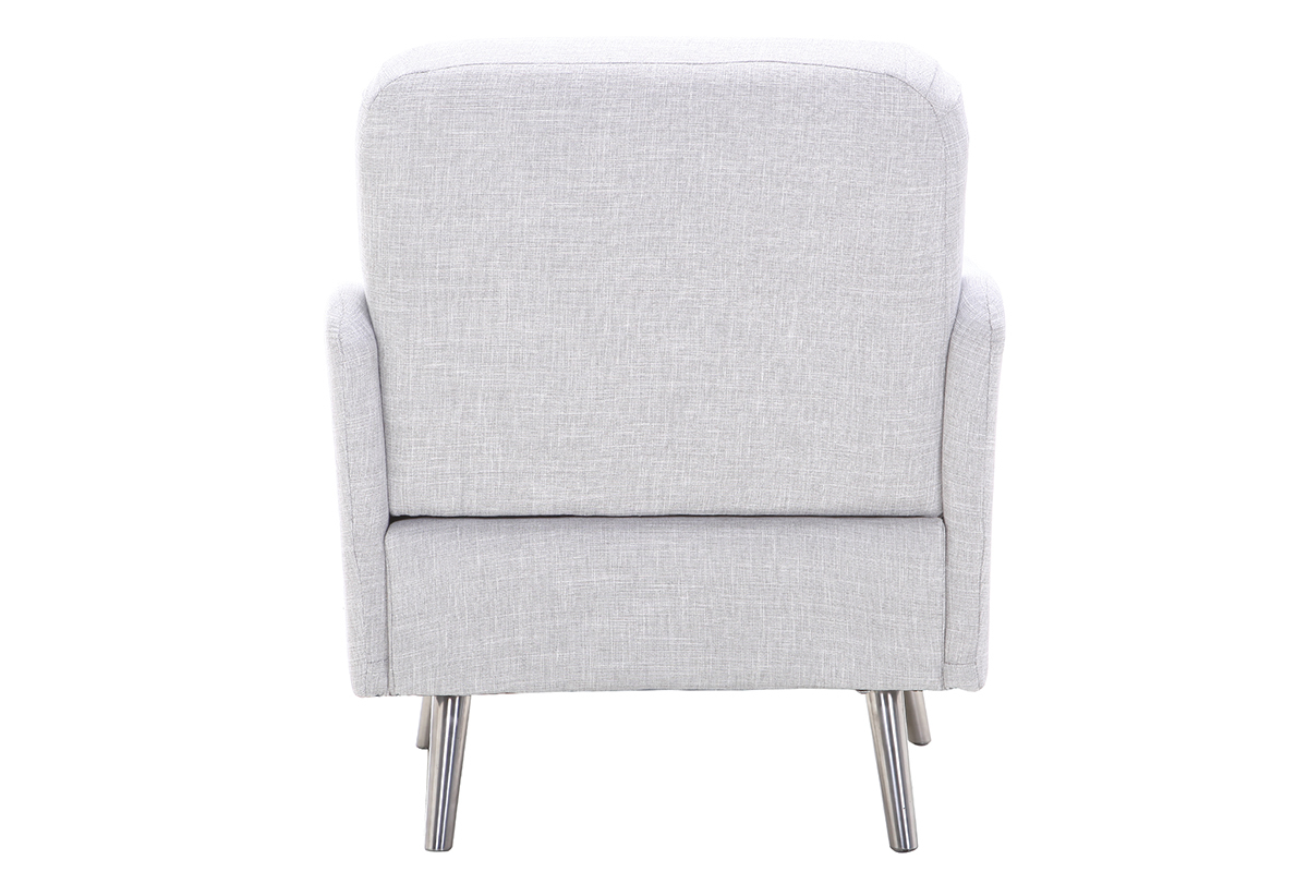 Fauteuil design gris perle et pieds metal BART