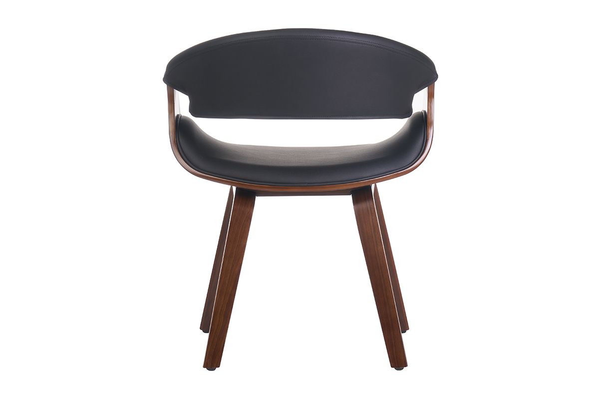 Fauteuil design noir et bois fonc noyer ARAMIS