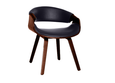 Fauteuil design noir et bois foncé noyer ARAMIS