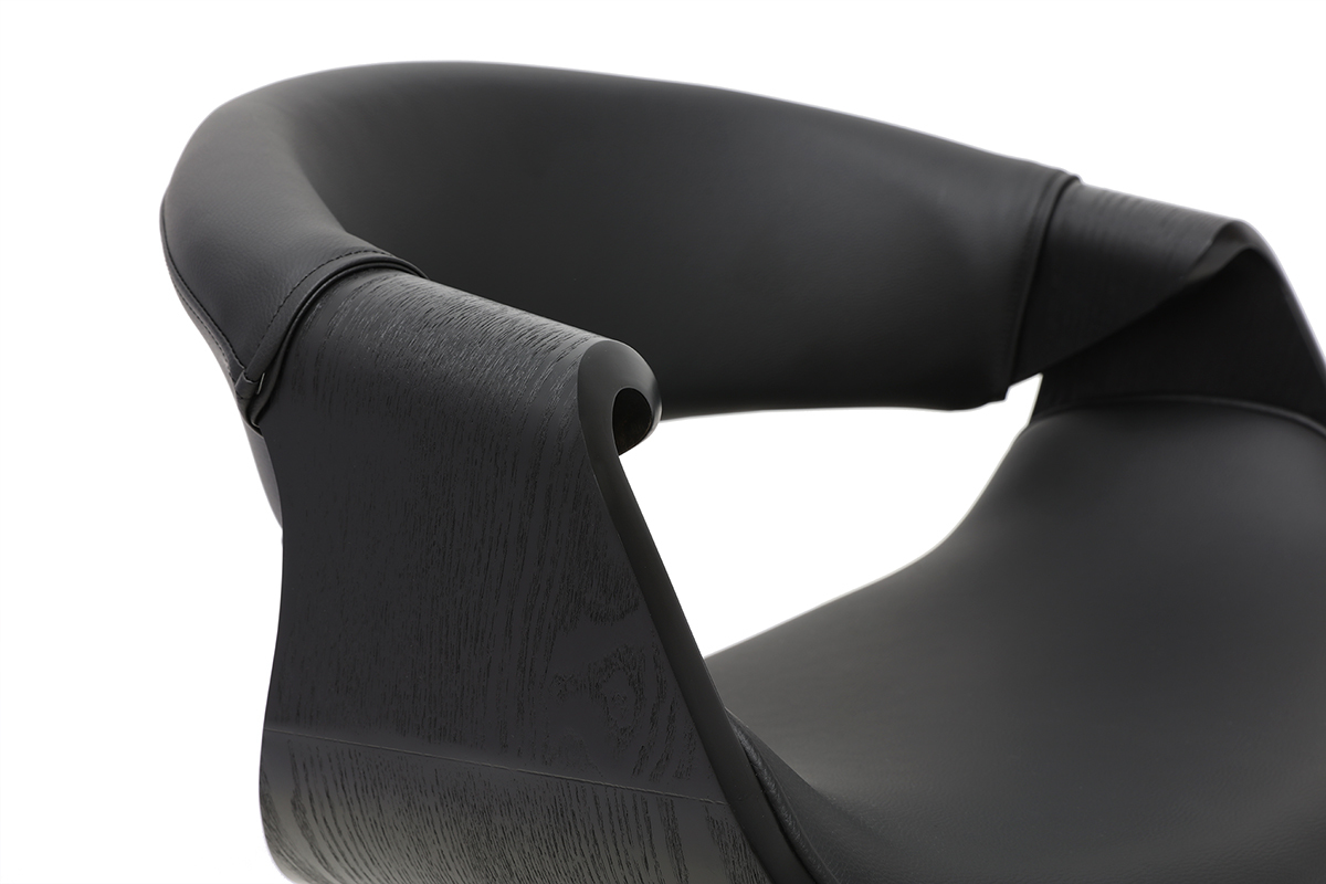 Fauteuil design noir et bois noir ARAMIS