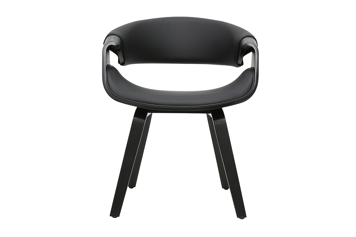 Fauteuil design noir et bois noir ARAMIS