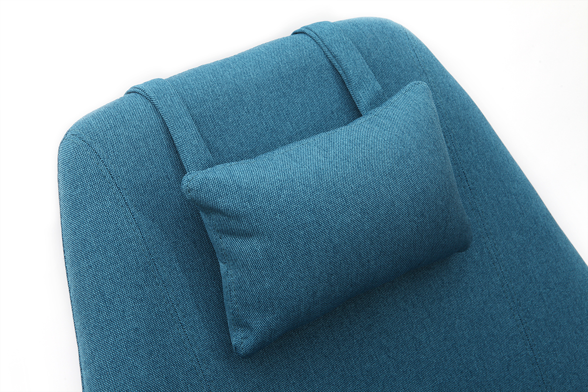 Fauteuil design pivotant en tissu bleu canard et pied mtal AMADEO