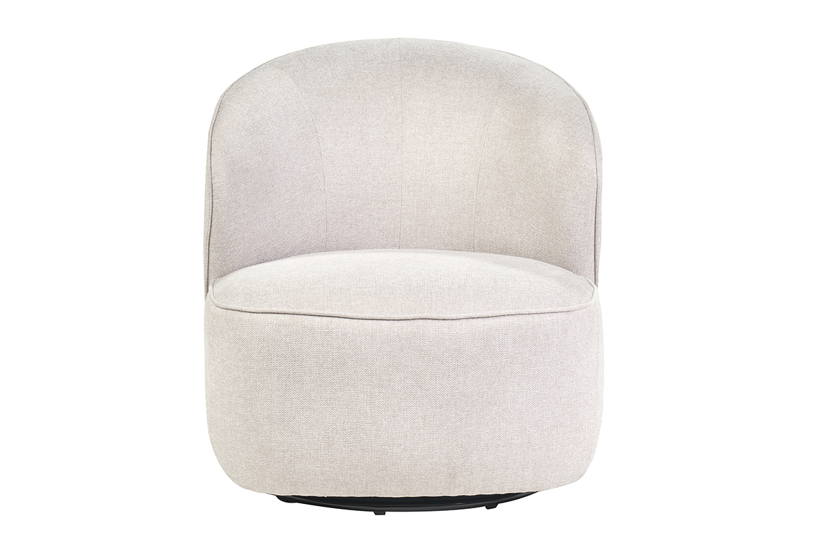 Fauteuil design pivotant en tissu effet velours textur beige AMBER