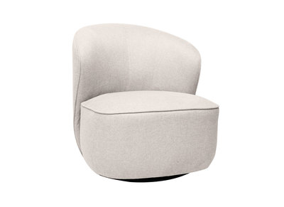 Fauteuil design pivotant en tissu effet velours texturé beige AMBER
