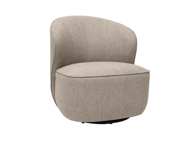 Fauteuil design pivotant en tissu effet velours texturé taupe AMBER