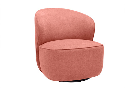 Fauteuil design pivotant en tissu effet velours texturé terracotta AMBER