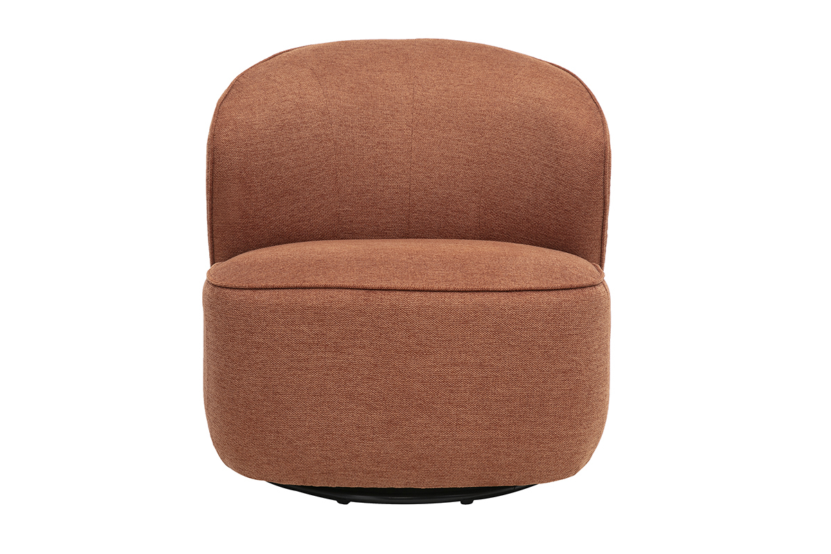 Fauteuil design pivotant en tissu effet velours textur� terre br�l�e AMBER