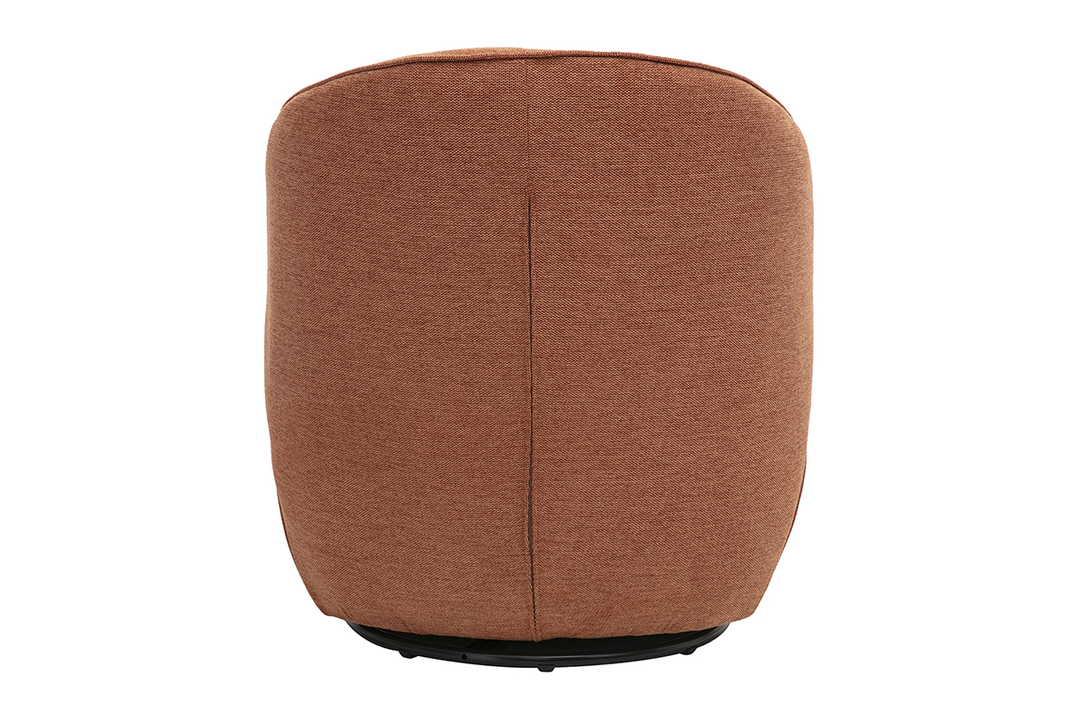 Fauteuil design pivotant en tissu effet velours textur� terre br�l�e AMBER