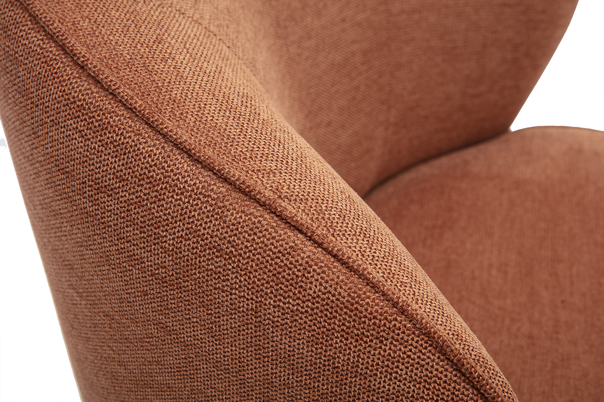 Fauteuil design pivotant en tissu effet velours textur� terre br�l�e AMBER