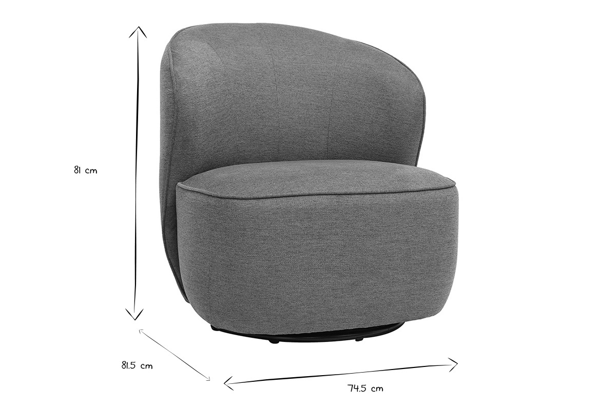 Fauteuil design pivotant en tissu effet velours textur� terre br�l�e AMBER