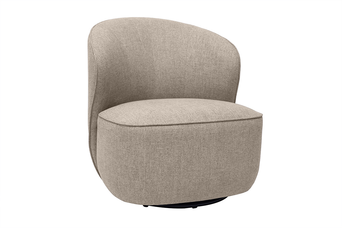 Fauteuil design pivotant en tissu taupe AMBER