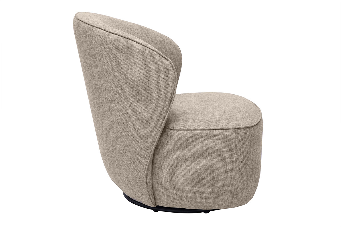 Fauteuil design pivotant en tissu taupe AMBER
