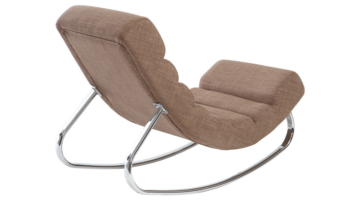 Fauteuil design tissu taupe rocking chair TAYLOR