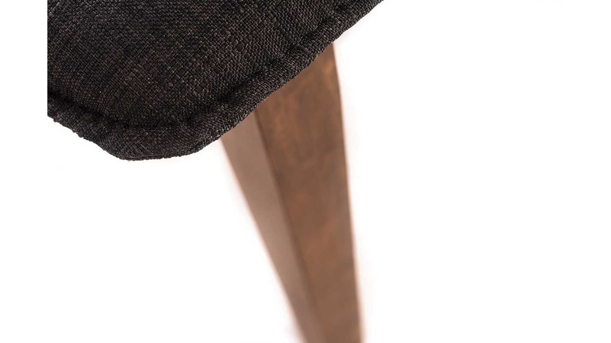 Fauteuil design vintage pieds noyer tissu gris anthracite JUKE