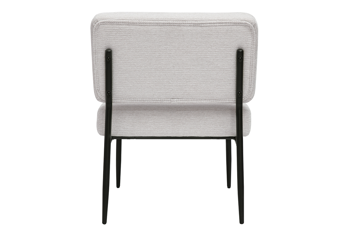 Fauteuil en tissu chenille beige et mtal noir VEDANA