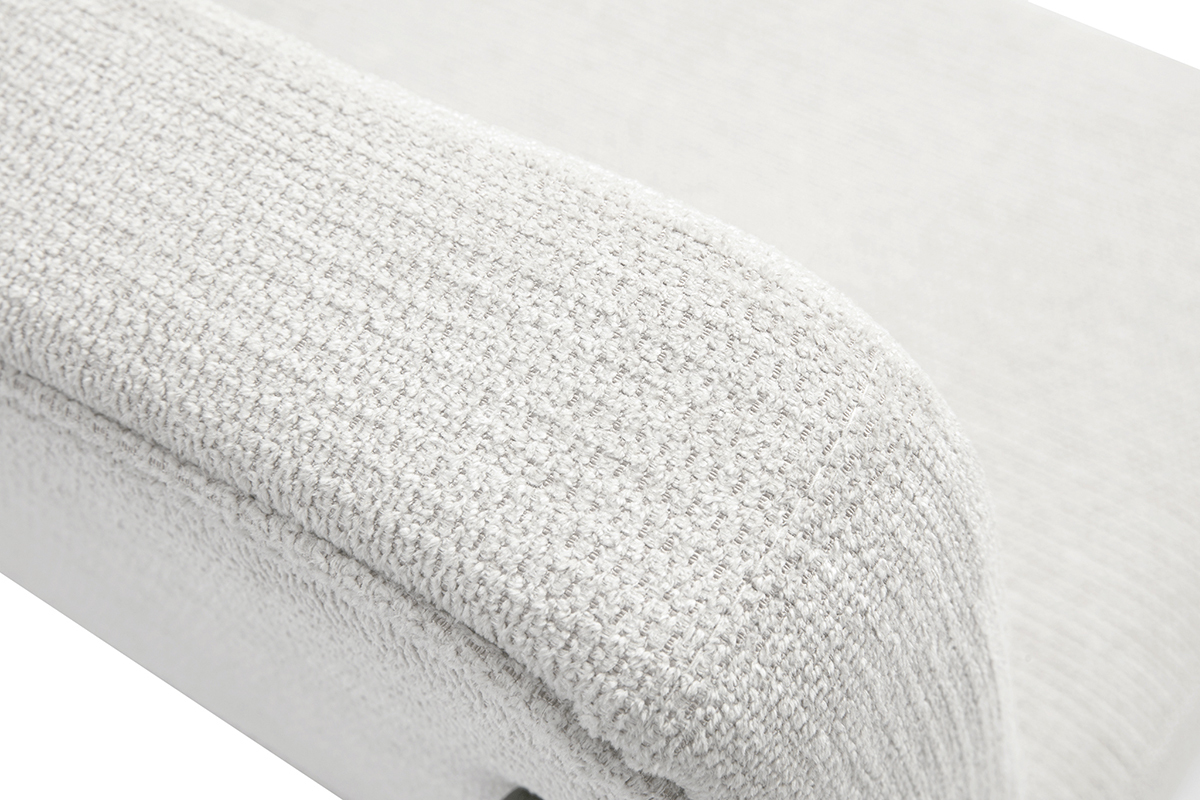 Fauteuil en tissu chenille beige et mtal noir VEDANA