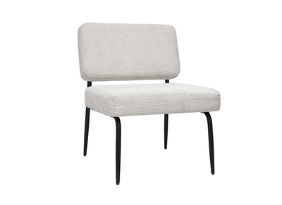 Fauteuil en tissu chenille beige et métal noir VEDANA
