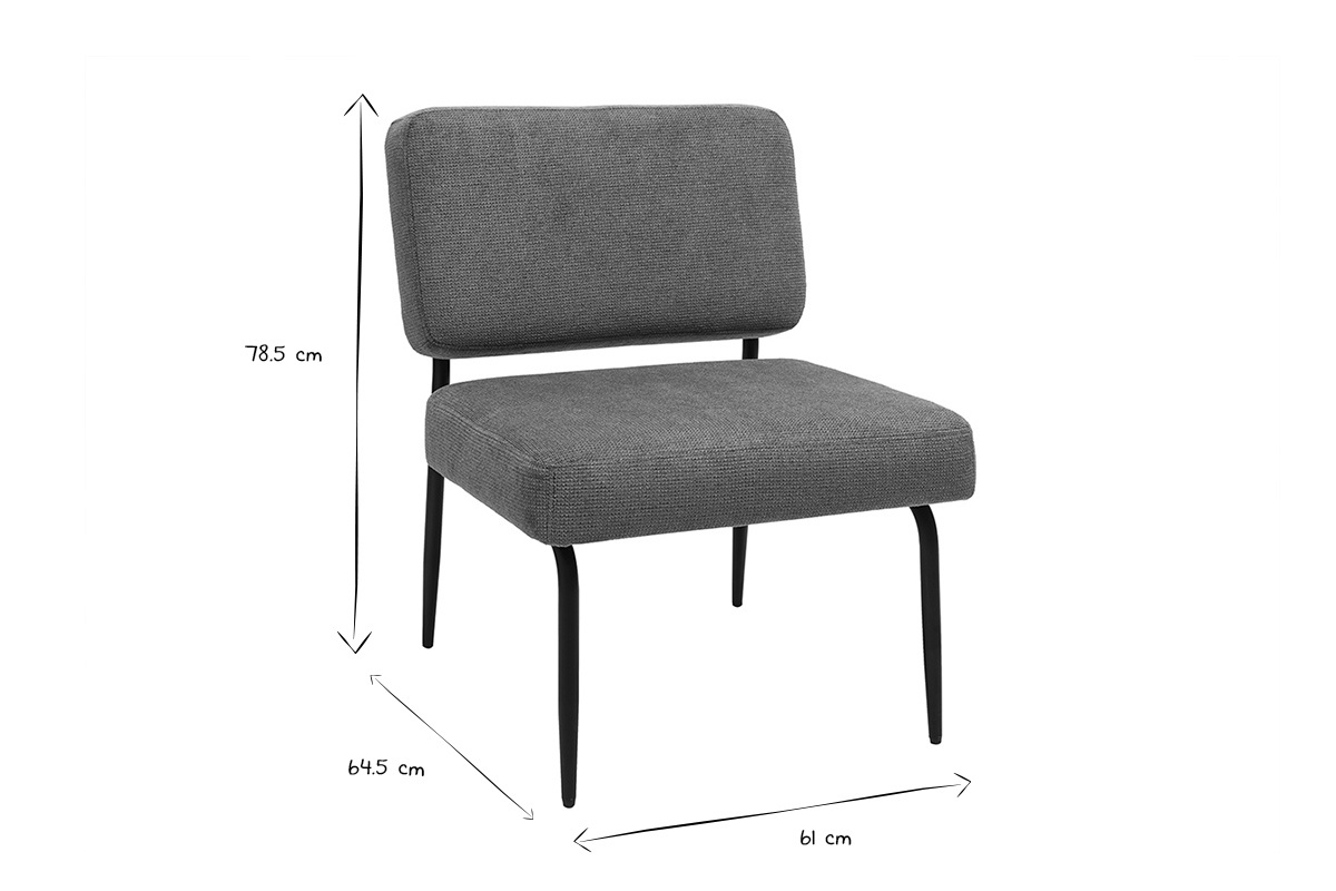 Fauteuil en tissu chenille terre br�l�e et m�tal noir VEDANA