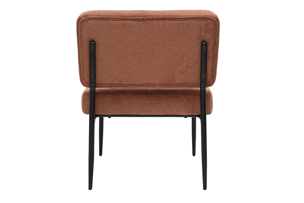 Fauteuil en tissu chenille terre br�l�e et m�tal noir VEDANA