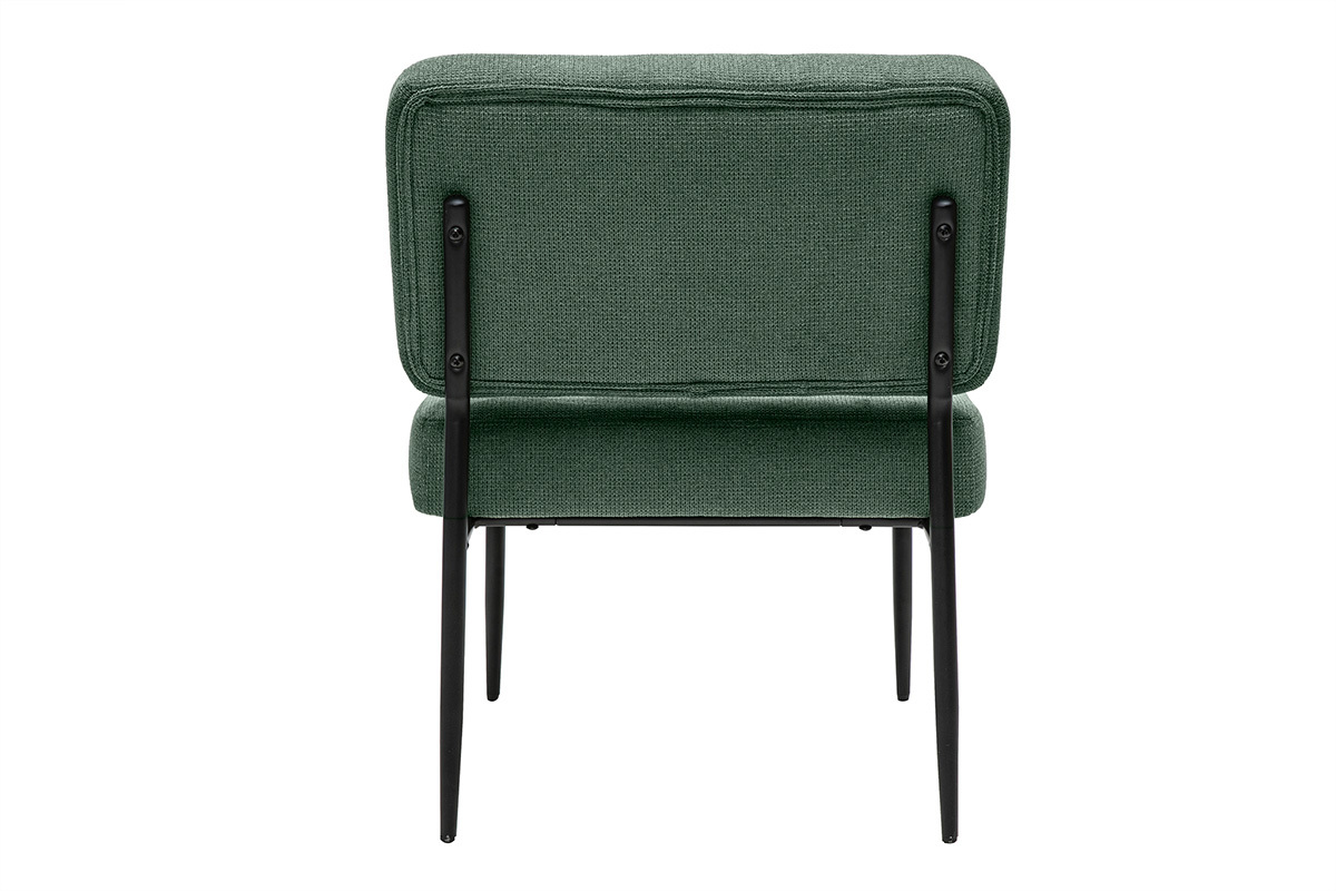 Fauteuil en tissu chenille vert kaki et m�tal noir VEDANA