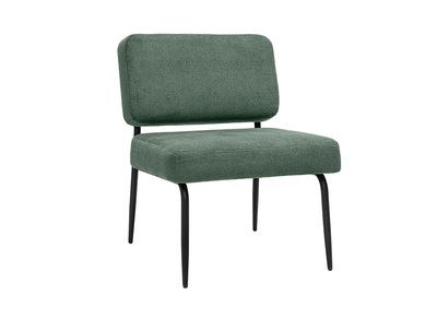 Fauteuil en tissu chenille vert kaki et métal noir VEDANA