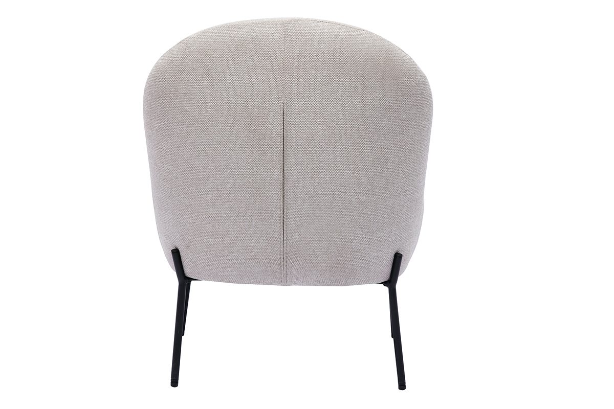 Fauteuil en tissu effet velours textur beige et mtal noir BELEY