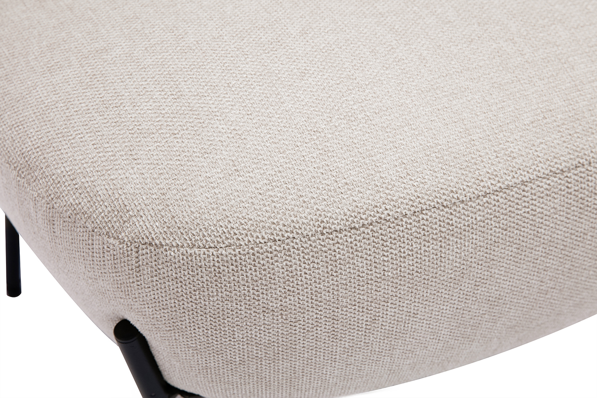 Fauteuil en tissu effet velours textur beige et mtal noir BELEY
