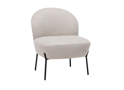 Fauteuil en tissu effet velours texturé beige et métal noir BELEY