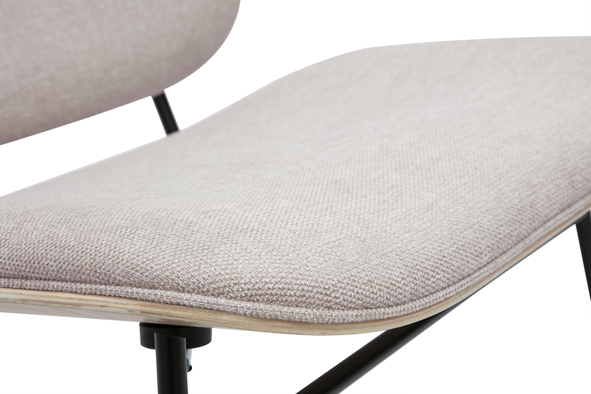 Fauteuil en tissu effet velours textur beige et mtal noir SHELBY