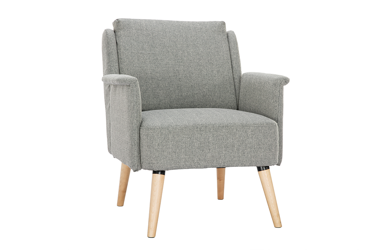 Fauteuil en tissu gris clair et bois clair AEOLA