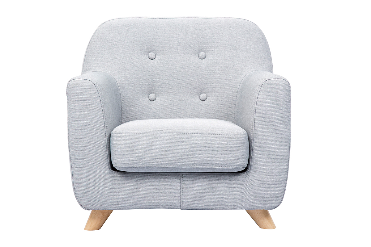 Fauteuil enfant scandinave en tissu gris clair et bois clair NORKID