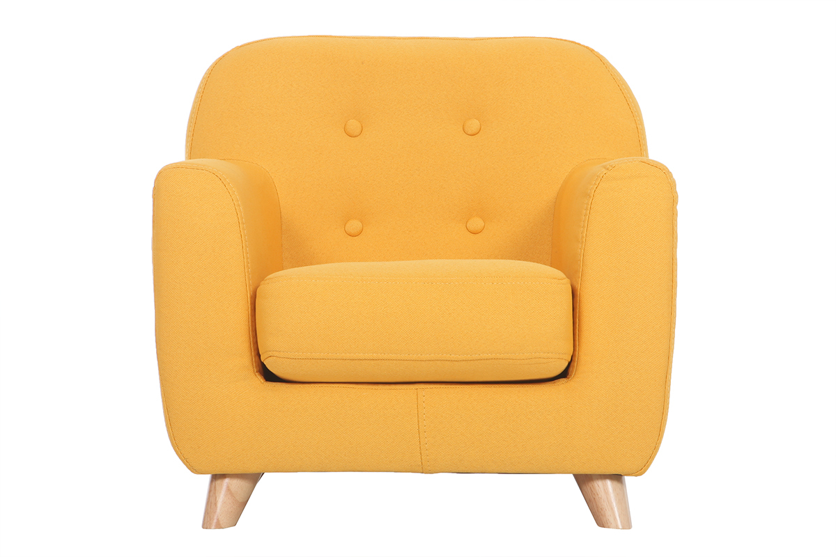 Fauteuil enfant scandinave en tissu jaune NORKID