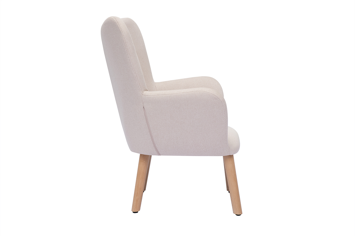 Fauteuil enfant scandinave en tissu rose poudr et bois clair BABY BRISTOL