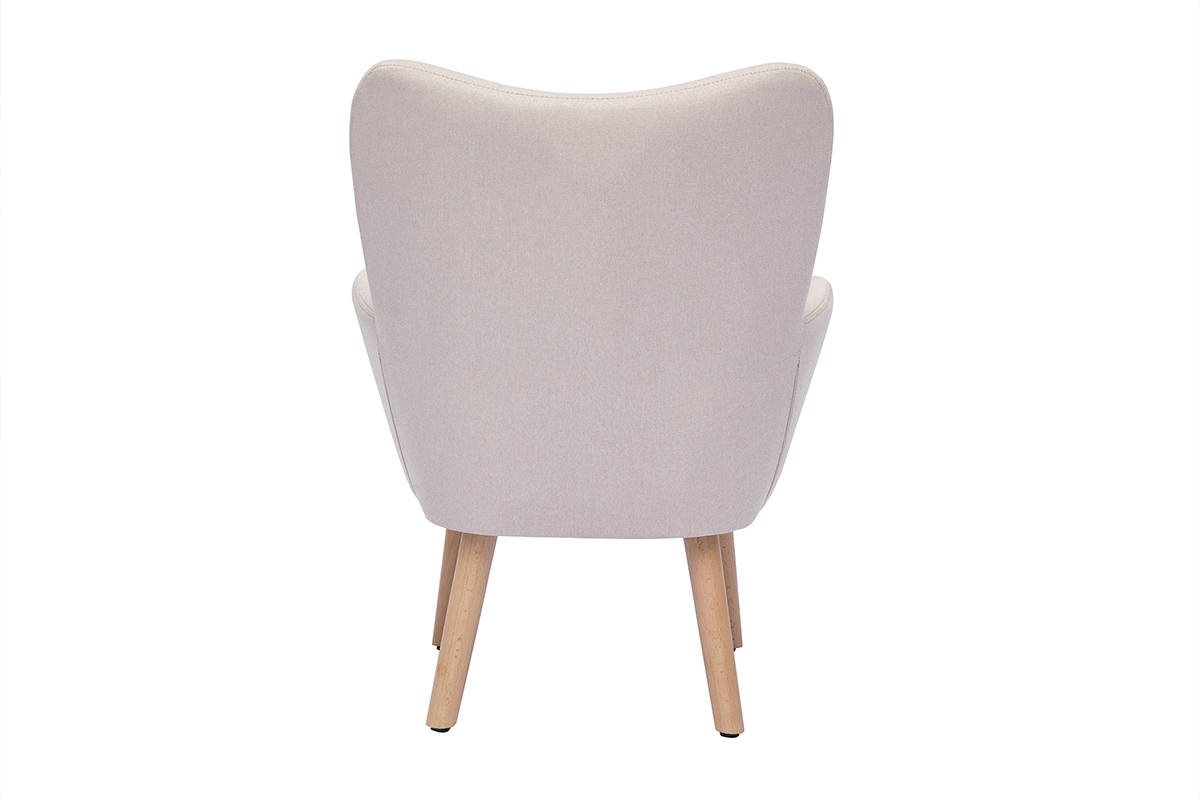 Fauteuil enfant scandinave en tissu rose poudr et bois clair BABY BRISTOL