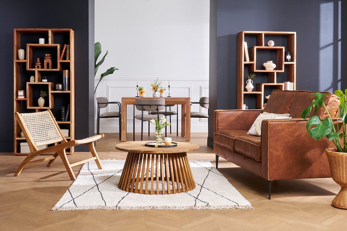 Fauteuil lounge en bois teck massif et corde tresse SUMBA