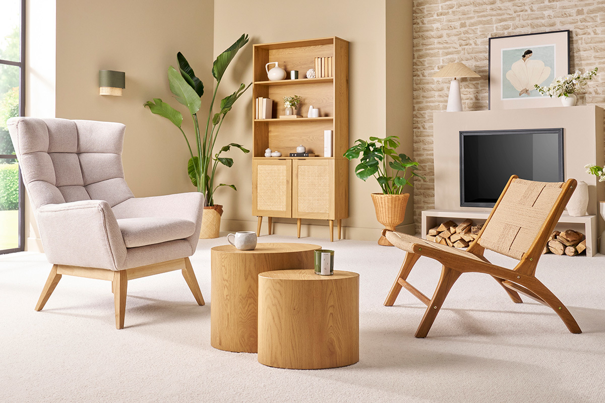 Fauteuil lounge en bois teck massif et corde tresse YARI
