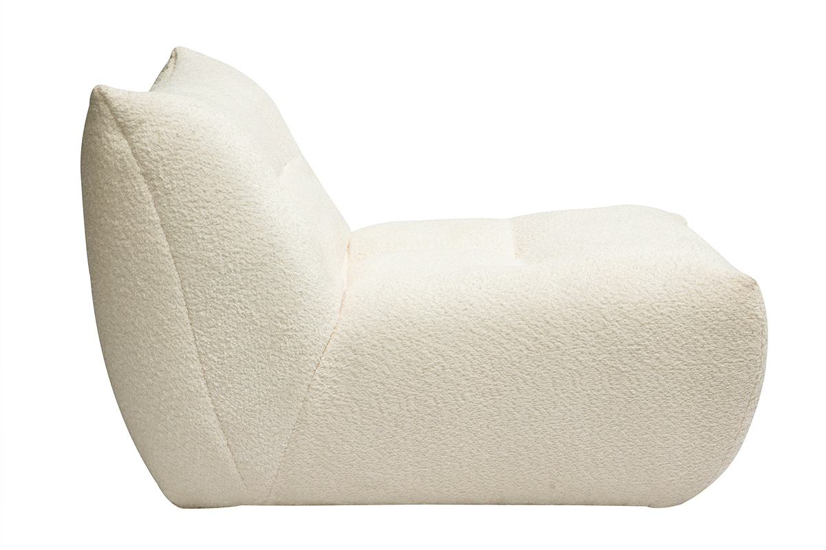 Fauteuil lounge en tissu bouclette blanc cass BUMPY
