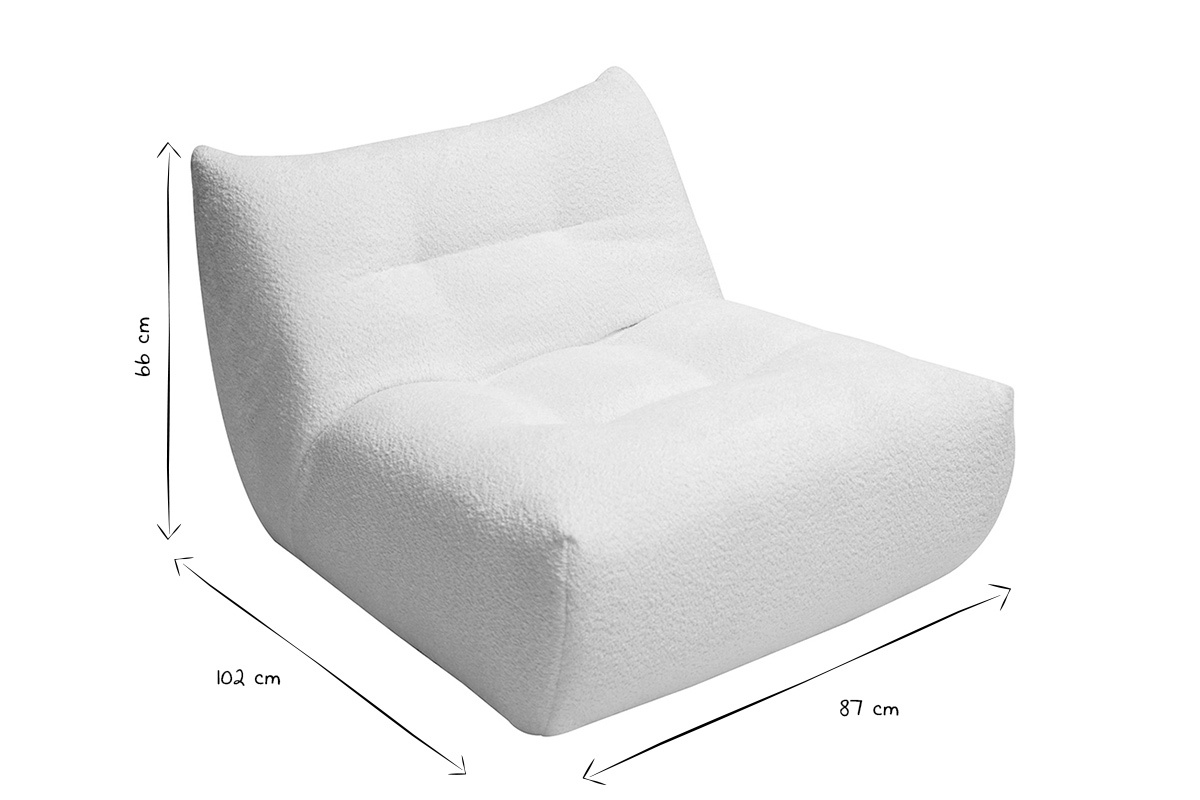 Fauteuil lounge en tissu bouclette blanc cass BUMPY
