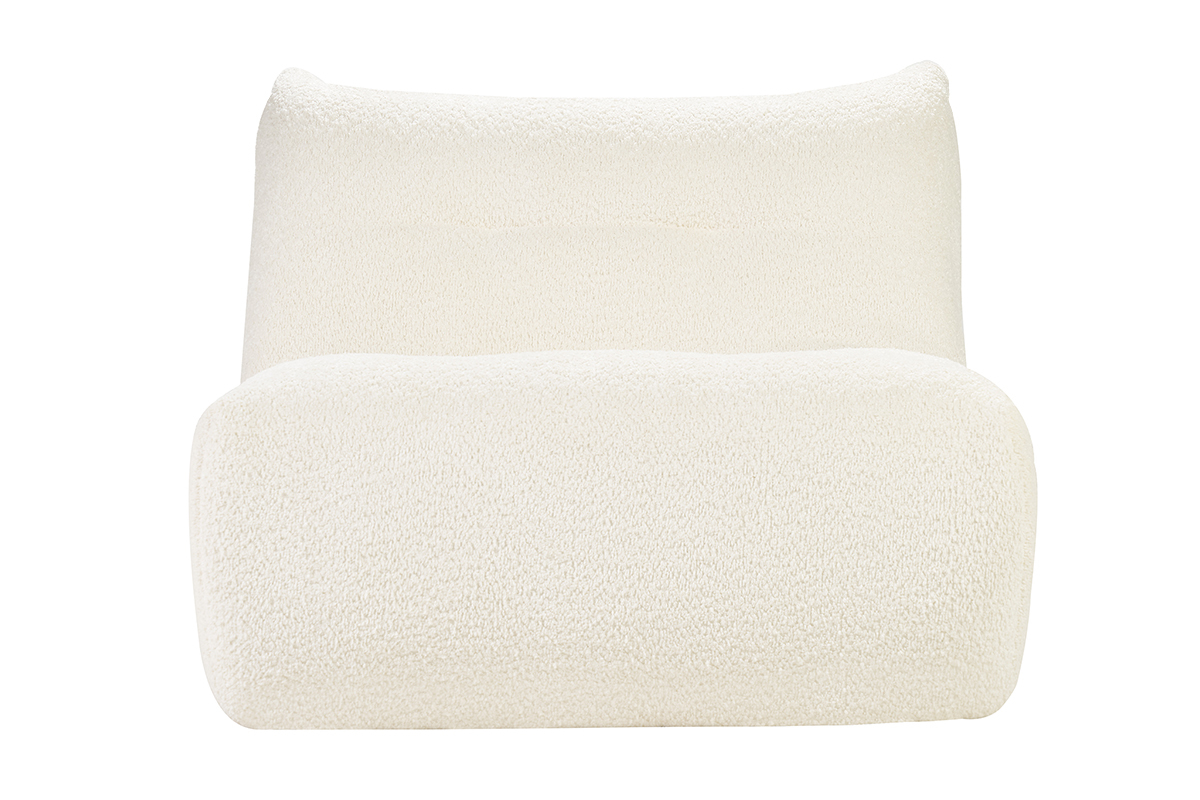 Fauteuil lounge en tissu bouclette blanc cass BUMPY