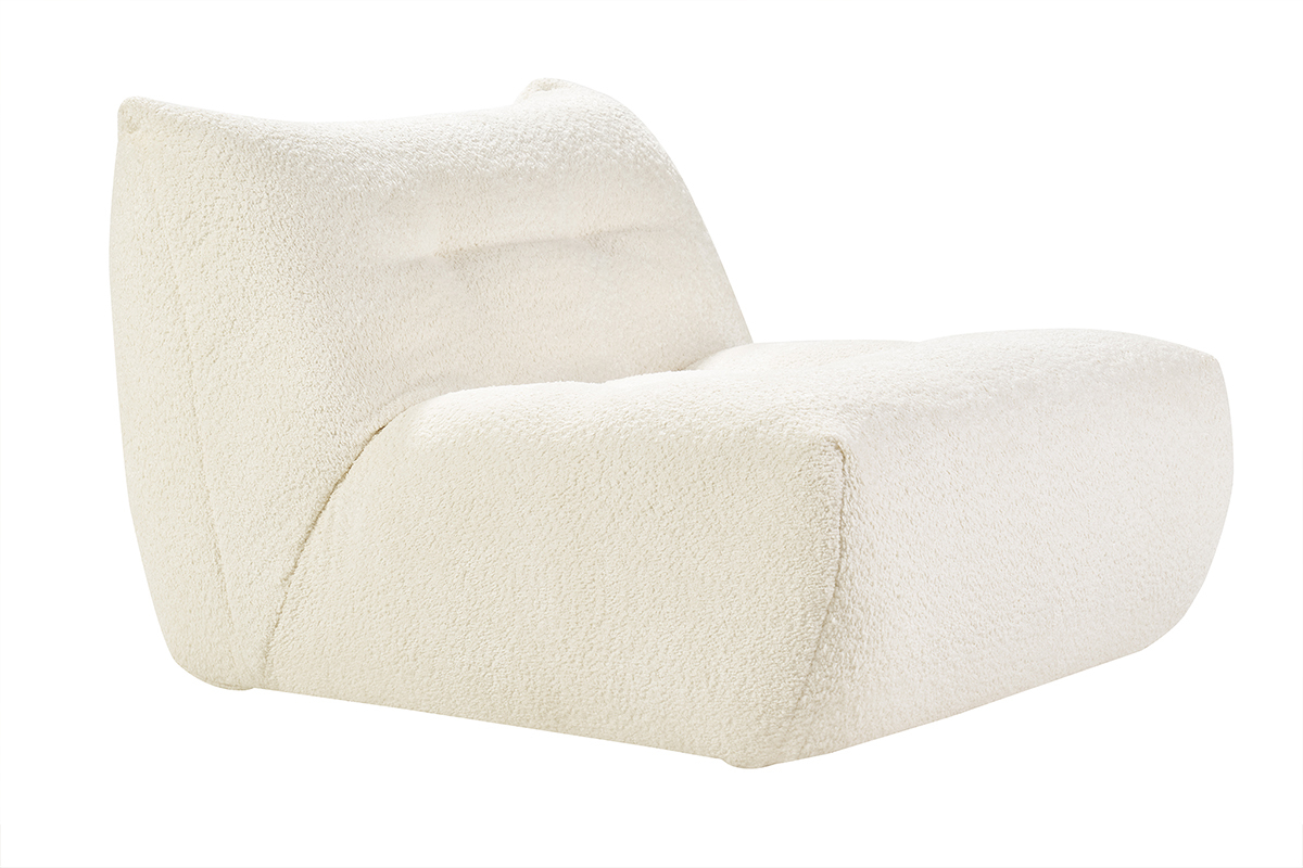Fauteuil lounge en tissu bouclette blanc cass BUMPY