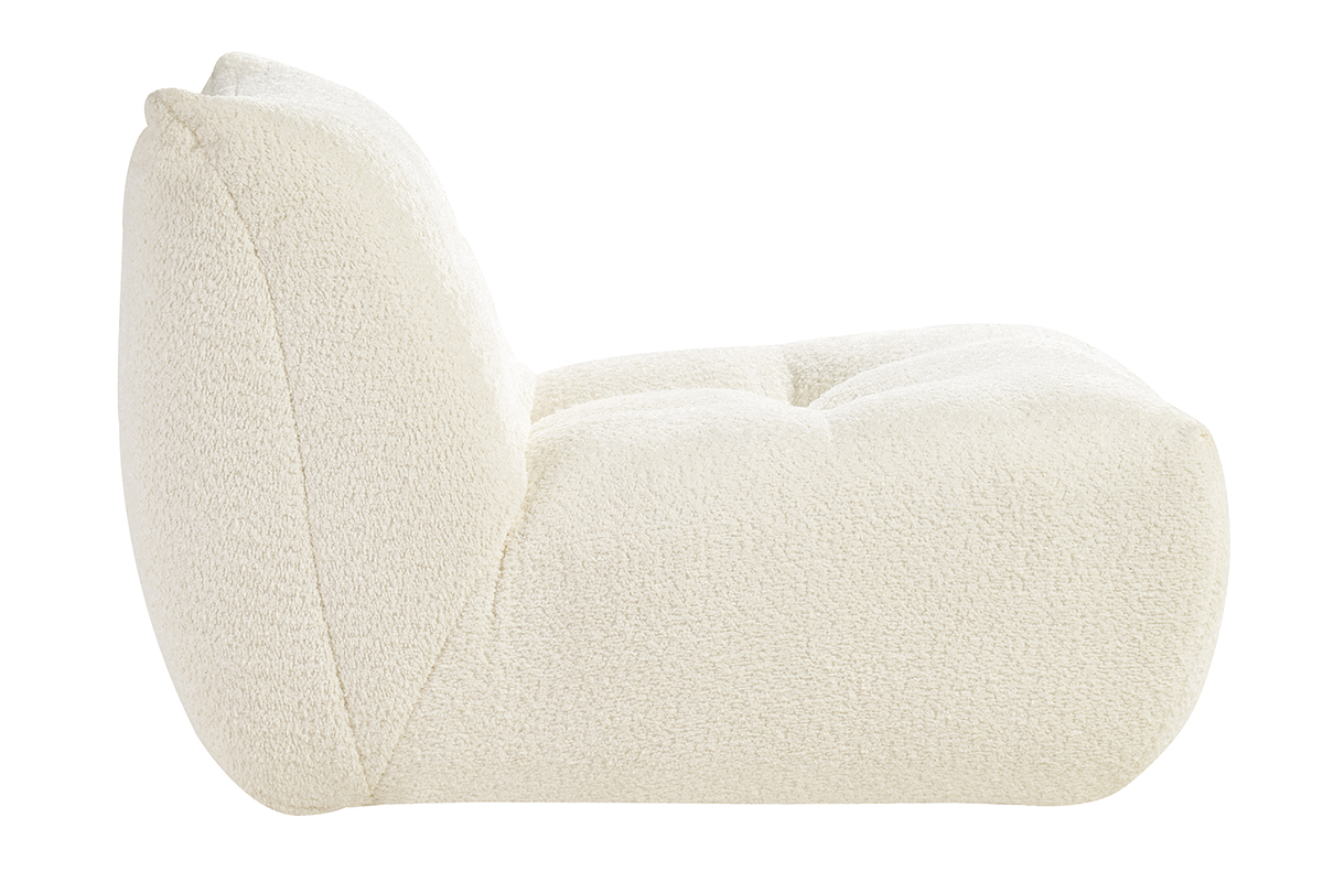 Fauteuil lounge en tissu bouclette blanc cass BUMPY