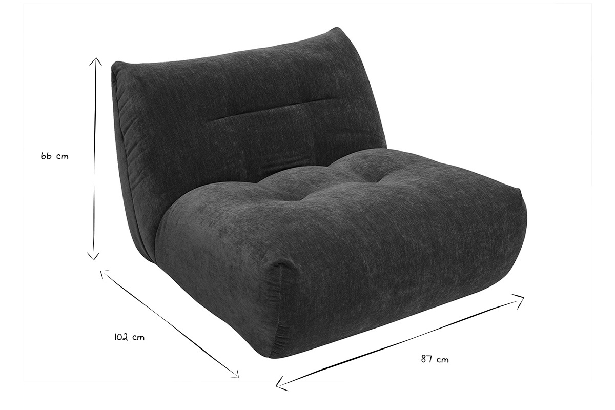 Fauteuil lounge en tissu effet velours prune BUMPY