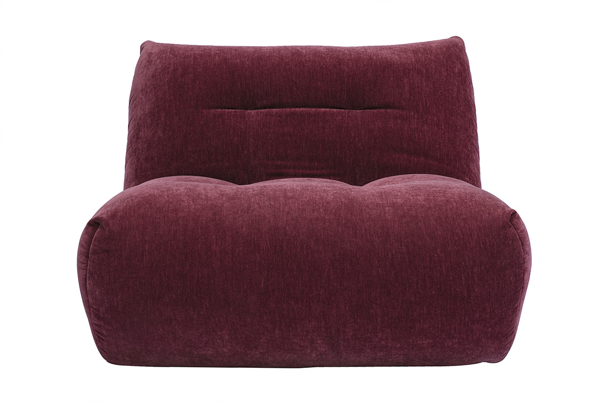 Fauteuil lounge en tissu effet velours prune BUMPY